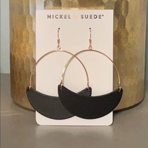 NEW! Nickel & Suede Black Aster Crescent Hoops!